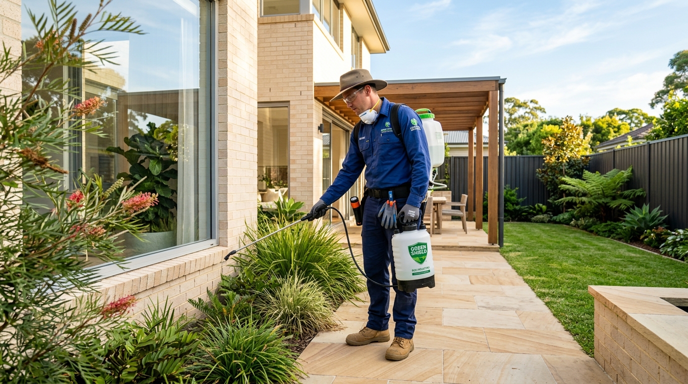 Sydney Pest Control Technician Applying Child and Pet Safe Perimeter Barrier Defense - The Pest Father